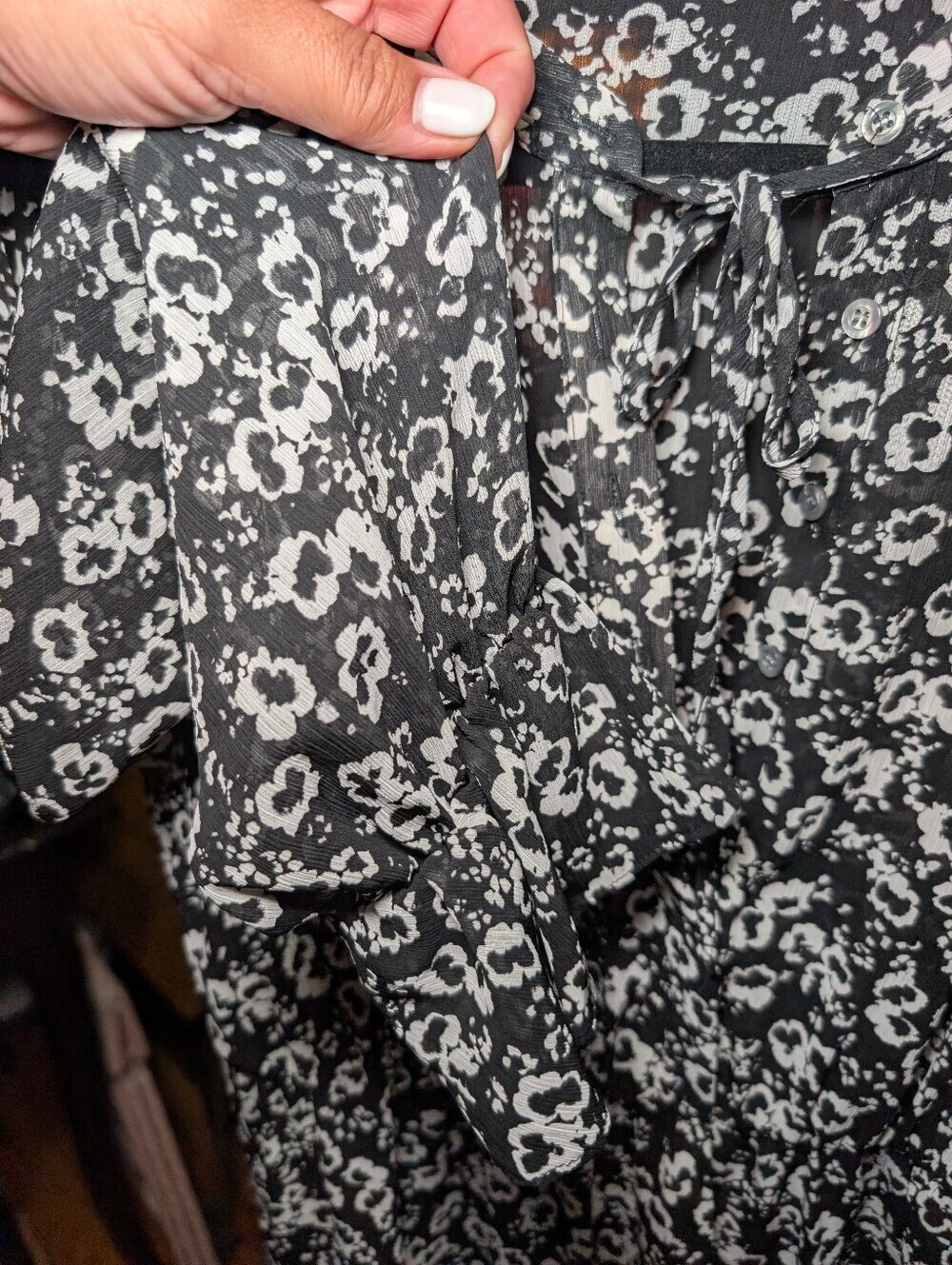 J. Crew Black Floral Long Sleeve Shift Dress - Picture 5 of 6